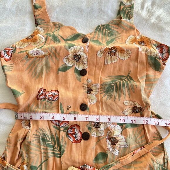Monteau Los Angeles Tropical Floral Button-Front Midid Dress Sz M Cottagecore - Picture 12 of 16